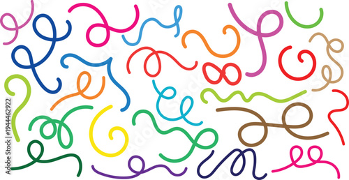 Vibrant colorful squiggles on white background