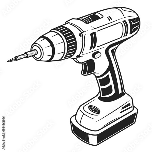 A cordless drill with a battery pack attached