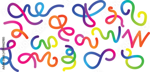 Vibrant colorful swirling shapes on white background