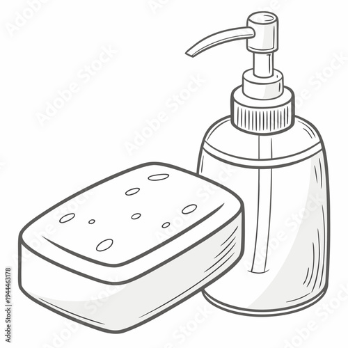 A bar of soap and a bottle of hand soap