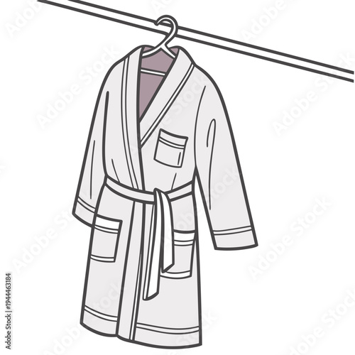 A white bathrobe hanging on a clothesline
