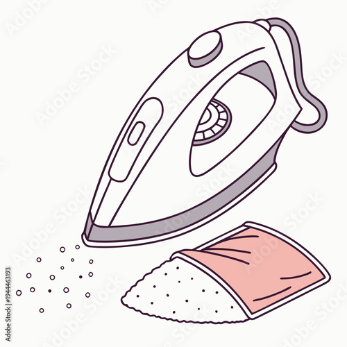 Electric iron with steam on a fabric
