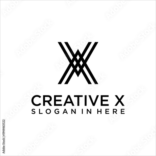 Creative X logo vector icon modern abstract letter x geometric line professional branding identity minimal black clean corporate design symbol