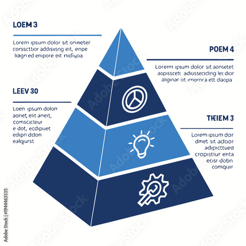 Pyramid infographic with and sample text business finance