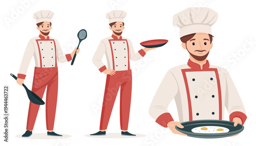 Chef character set in different poses. cooking and culinary concepts