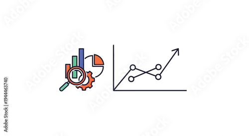 Colorful graph and chart icons.
