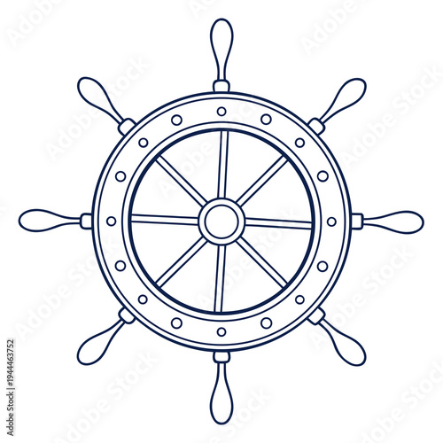 Ship steering wheel with six handles helm navigation