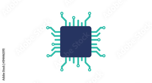 Central Processing Unit CPU Microchip Illustration.