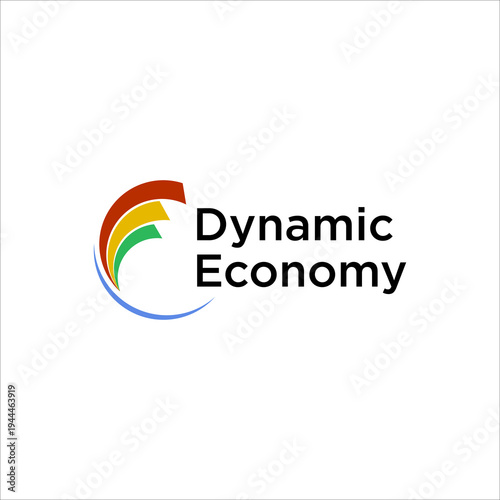 Dynamic economy logo vector icon with colorful growth curve symbol modern business finance development branding design isolated on white background