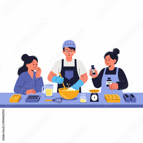 A group of people participating in a handmade soap making workshop.