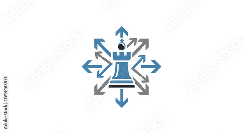 Chess piece with arrows moving.