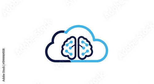 Cloud Computing Brain Icon Illustration Design.