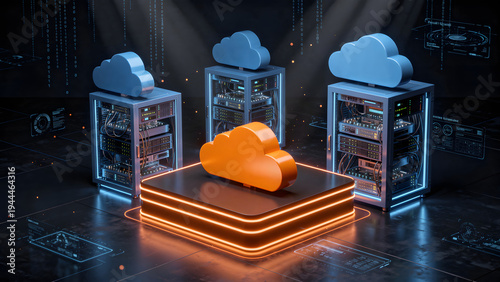 Multi Cloud Digital Storage Concept
