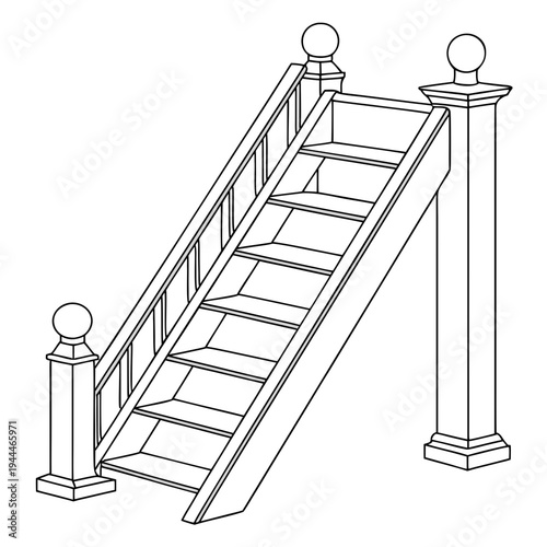 Staircase with Railing and Post architecture construction