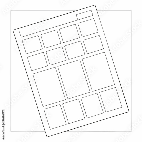 Wireframe template with rectangles layout user interface
