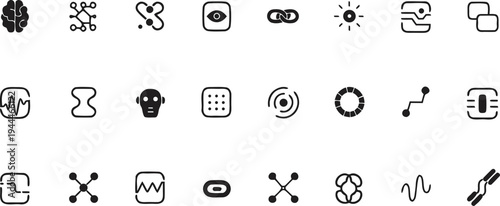 Future Artificial Intelligence Technology Icon Set Vector
