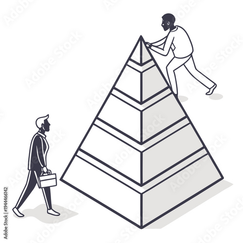 Two Men and a Large Pyramid people teamwork