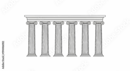 Row of ancient Ionic columns supporting a simple entablature