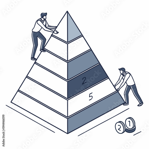 Two men building a pyramid teamwork business