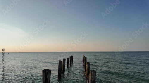 Old wooden groynes in the Baltic Sea