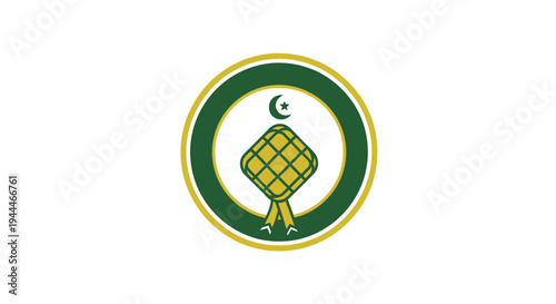 Islamic Prayer Rug Symbol with Crescent Moon.