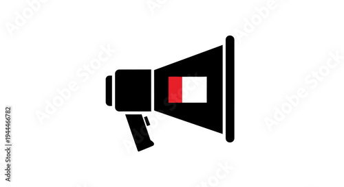Megaphone Icon with Red Accent Graphic.