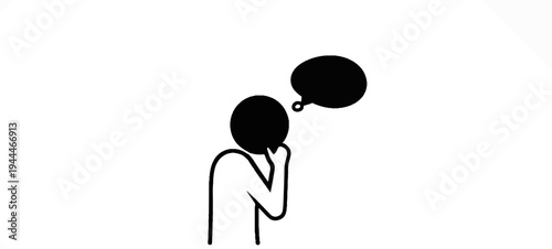 Minimalist illustration of a pensive person with a thought bubble
