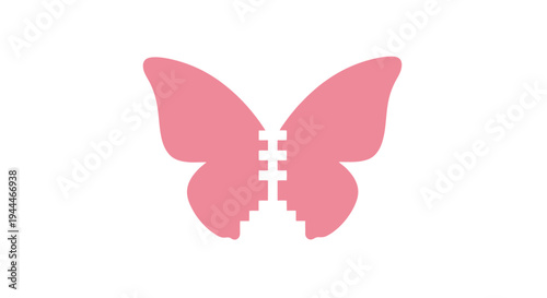 Pink Butterfly Silhouette with Broken Wings.
