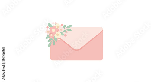Pink Envelope with Floral Decoration.