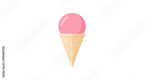 Pink Ice Cream Cone Illustration.