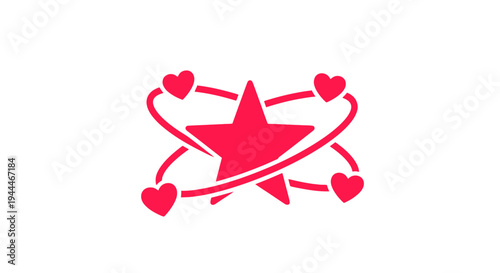 Pink star with hearts symbol.