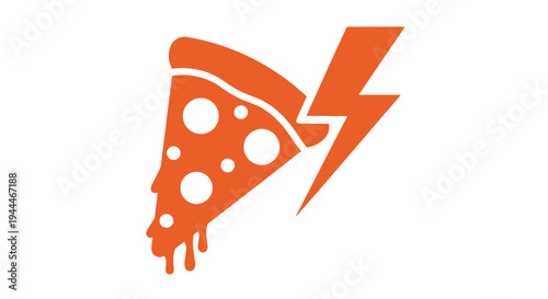 Pizza Slice with Lightning Bolt Illustration.