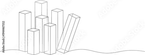 A black and white line drawing of rectangular bars on a wavy line