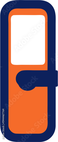 Modern Smart Door Lock Illustration, Hotel Room Keyless Entry Vector, Elegant Orange and Navy Blue Door Handle Icon