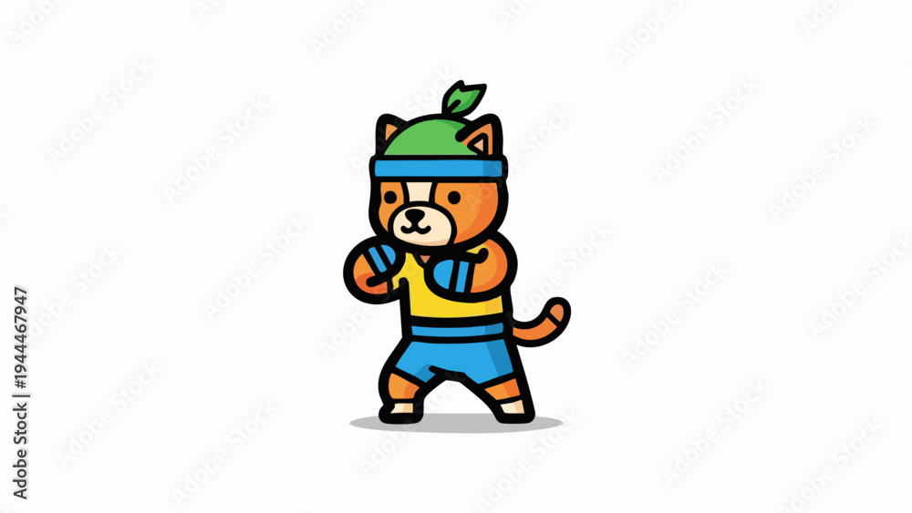 Fototapeta premium Cartoon dog character wearing sports outfit ready for exercise and training.