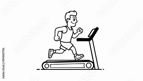 Man running on treadmill in a fitness workout session.