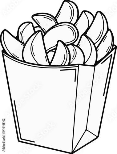 Outline of a paper container filled with potato wedges