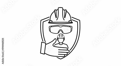 Protective gear and shield symbolizing safety and care for workers