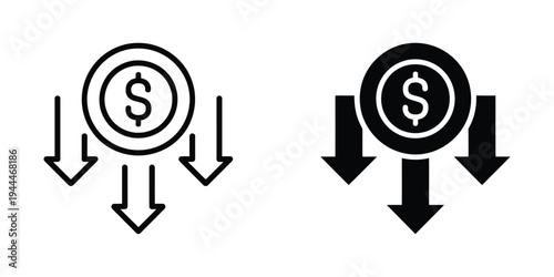 Cost Reduction Icon Vector, savings and budget cut symbol for business, finance, branding, print, and digital media design