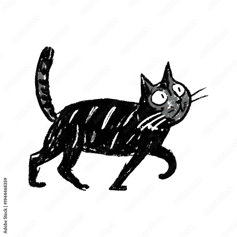 Fototapeta premium PNG Quirky black cat illustration.