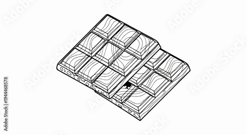 A line drawing of a dark chocolate bar, segmented and stylized