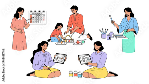 Artistic Endeavors and Daily Rituals: Capturing moments of creation and organization, showcasing a creative pursuit from daily routines.