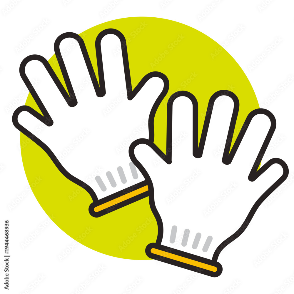 Fototapeta premium 軍手のアイコン。引っ越しや作業、防災に使う手袋。Work gloves icon.