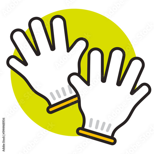 軍手のアイコン。引っ越しや作業、防災に使う手袋。Work gloves icon.