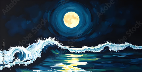 moon, night, lunar, sky, stars, starlight, galaxy, space, cosmic, sea, ocean, waves, wave, water, tide, beach, shore, coastline, horizon, reflection, light, glow, shimmer, calm, peaceful, serene, drea