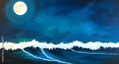 moon, night, lunar, sky, stars, starlight, galaxy, space, cosmic, sea, ocean, waves, wave, water, tide, beach, shore, coastline, horizon, reflection, light, glow, shimmer, calm, peaceful, serene, drea