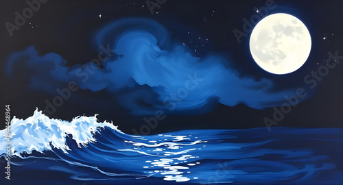 lunar, moon, night, sky, stars, starlight, galaxy, space, cosmic, sea, ocean, waves, wave, water, tide, beach, shore, coastline, horizon, reflection, light, glow, shimmer, calm, peaceful, serene, drea