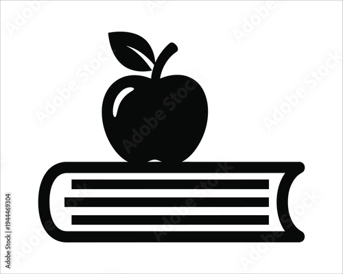 Education icon with apple on book