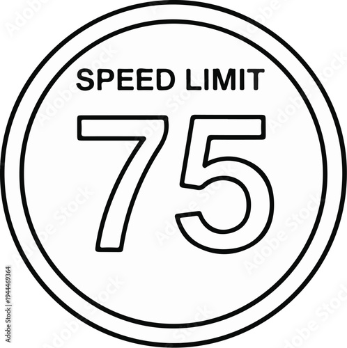 A circular sign displays "SPEED LIMIT" above the number 75