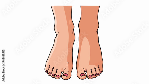 A close-up illustration of human feet with painted toenails